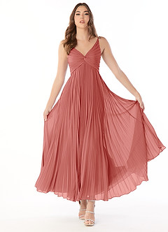 Azazie Raychelle Bridesmaid Dresses Antique Rose A-Line V-Neck Chiffon Dress image2