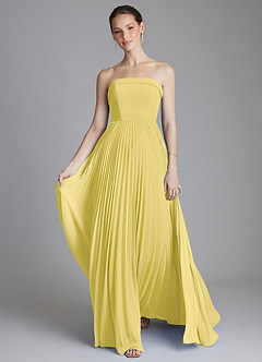 Azazie Mariana Brautjungfernkleider A-Linie Schulterfrei Chiffon Kleid Kanarienvogel image5