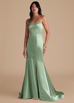Azazie Aura Bridesmaid Dresses Matcha Mermaid Metallic Satin Convertible Dress image6