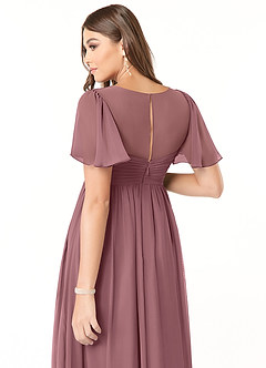 Azazie Verna Maternity Bridesmaid Dresses A-Line V-Neck Ruched Chiffon Floor-Length Dress image6