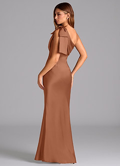 Azazie Yuanna Brudtärnklänningar Klänning av Sjöjungfru i Stretch Satin En axel Bronzer image6