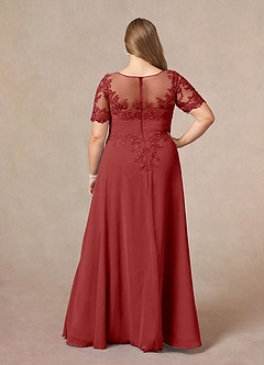 Azazie Raissa Mother of the Bride Dresses Rust A-Line Lace Chiffon Dress image10