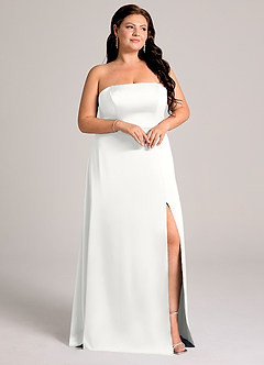 Azazie Wren Bridesmaid Dresses White A-Line Strapless Stretch Satin Convertible Dress image10