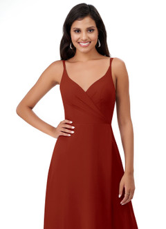 Azazie Lennon Bridesmaid Dresses Rust A-Line Lace Chiffon Dress image6