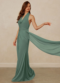 Christian Siriano Bridal for Azazie 1018 Bridesmaid Dresses Eucalyptus Sheath Pleated Mesh Dress image6