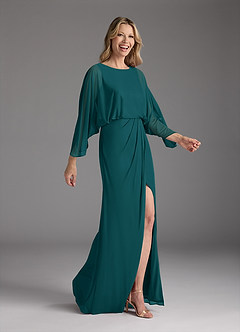 Azazie Ysabella Mère de la mariée Robes Robe Sirène en Maille Plissée Paon image1