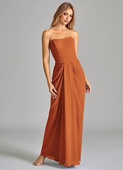 Azazie Anaïs Bridesmaid Dresses Cinnamon Sheath Strapless Chiffon Dress image4