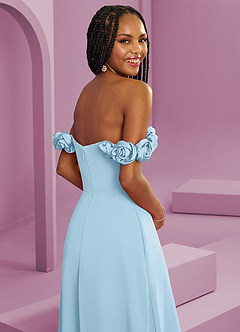 Barbie ♥ Azazie Bridesmaid Dresses Sky Blue A-Line Off the Shoulder Chiffon Convertible Dress image2