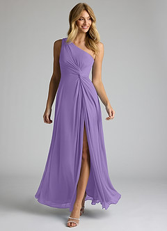 Azazie Brooke Bridesmaid Dresses Tahiti A-Line One Shoulder Mesh Dress image2