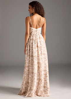 Azazie Alia Bridesmaid Dresses Pink Fern Floral A-Line Pleated Chiffon Dress image2