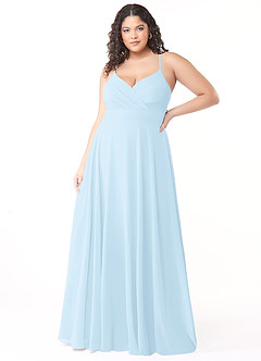 Azazie Avelina Bridesmaid Dresses Sky Blue A-Line V-Neck Pleated Chiffon Dress image6