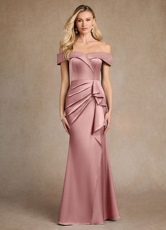 Azazie Laredo Kleider für die Brautmutter Meerjungfrau-Linie Schulterfrei Stretch-Satin Kleid Altrosa image1
