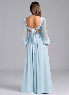 Azazie Zeya Bridesmaid Dresses Sky Blue A-Line Long Sleeve Chiffon Dress image2