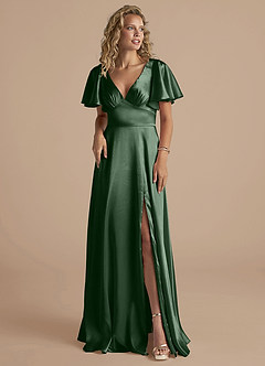 Azazie Kimber Brautjungfernkleider A-Linie Gestreift Metallischer Satin Kleid Eukalyptus image5