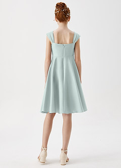 Azazie Amira Junior Mist A-Line Pleated Stretch Satin Dress image2