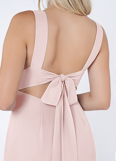 Azazie Christiana Bridesmaid Dresses Blushing Pink A-Line V-Neck Pleated Chiffon Dress image6