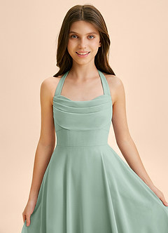 Azazie Kady Junior Agave A-Line Sweetheart Neckline Chiffon Dress image6
