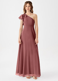 Azazie Arabella Junior Abito A-Line in Chiffon Increspato Ametista image3