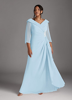 Azazie Jaycee vestidos de madre de la novia Vestido de Azul Cielo de Gasa de Corte En A image9