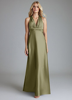 Azazie Raelynn Brudtärnklänningar Klä av A-Linje i Stretch Satin Plisserad Pistasch image4