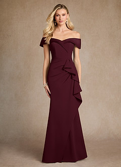Azazie Laredo Mother of the Bride Dresses Cabernet Mermaid Off the Shoulder Stretch Crepe Dress image1