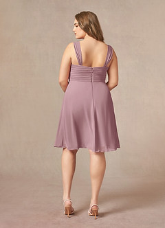 Azazie Olivia Abiti per la Madre della Sposa Abito A-Line in Chiffon Plissettato con Scollo Quadrato Rosa Polverosa image11
