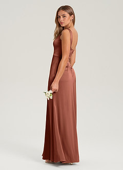 Azazie Frostine Bridesmaid Dresses Clay A-Line Bow Stretch Satin Dress image3