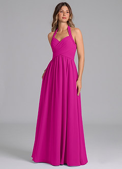 Azazie Darlyn Bridesmaid Dresses Fuchsia A-Line Pleated Chiffon Dress image1