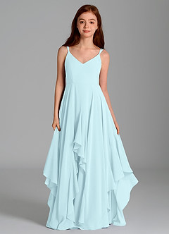 Azazie Karan Junior Robe Trapèze en Mousseline de soie Bleu Nuage image4