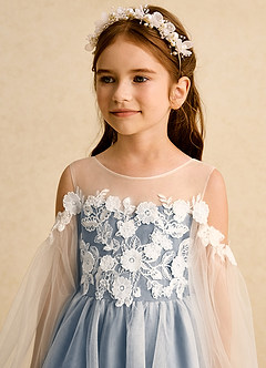 Azazie Zimi Jurken voor bloemenmeisjes Baljurk Jurk van Tule Sweetheart Halslijn Schemering image9