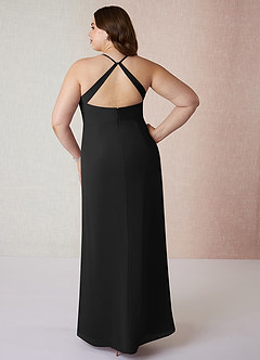 Azazie Manila Bridesmaid Dresses Black Sheath V-Neck Chiffon Dress image8