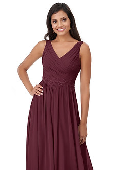 Azazie Robbie Final Sale Desert Rose A-Line Lace Chiffon Dress image5