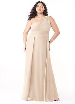 Azazie Dallas Bridesmaid Dresses White Alabaster A-Line One Shoulder Chiffon Dress image6