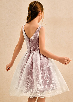 Azazie Cubbie Girls Formal Blumenmädchenkleider A-Linie Spitze Kleid Amethyst image2