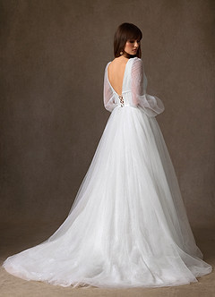 Azazie Cressida Wedding Dresses Diamond White Ball-Gown Lace Tulle Dress image7