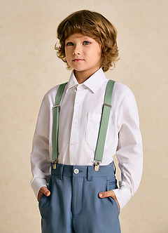 front Matching Color Boy's Matte Satin Suspenders