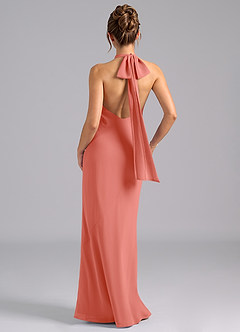 Azazie Velli Brudtärnklänningar Klä av Sjöjungfru i Chiffong Hög hals Laxrosa image2