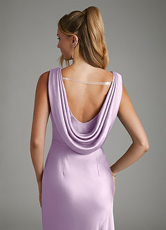 Azazie Elena Bridesmaid Dresses Frosted Lilac Mermaid Pleated Stretch Satin Dress image6