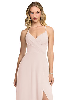 Azazie Davis Bridesmaid Dresses Rose Petal A-Line V-Neck Chiffon Dress image4