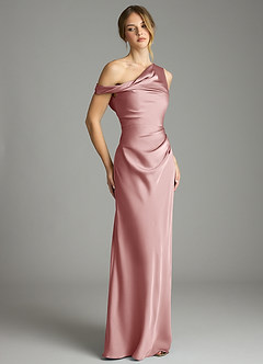Azazie Emerson Bridesmaid Dresses Dusty Rose Mermaid Off the Shoulder Stretch Satin Dress image5