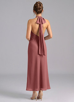 Azazie Velli Suknie dla druhen Syrena Wysoka Kołnierz Szyfon Długość kostki Sukienka image2