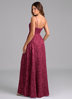 Azazie Wren Bridesmaid Dresses Burgundy A-Line Strapless Floral Burnout Dress image4