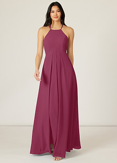 Azazie Sarah Bridesmaid Dresses Mulberry Empire Pleated Chiffon Dress image1