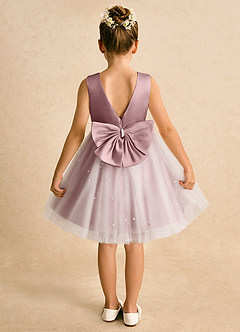 Azazie Esme Robe Demoiselle D'honneur Fillette Robe Princesse en Tulle Arc Rose Poussiéreuse image8