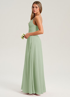 Azazie Terese Bridesmaid Dresses Dusty Sage A-Line Pleated Chiffon Dress image4