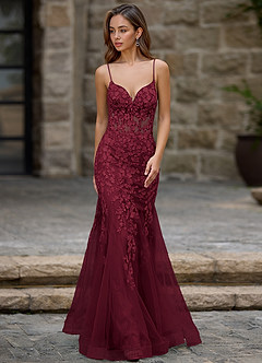 Dentelle Burgundy Mermaid Prom Dress image5