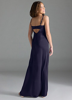 Azazie Leonis Junior Stormy A-Line Pleated Stretch Satin Dress image5