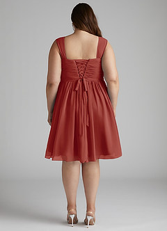 Azazie Angie Robes de demoiselle d'honneur Robe Trapèze en Mousseline de soie Corset Terracotta image14