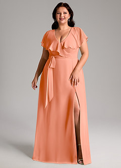 Azazie Lainey Bridesmaid Dresses Sunset A-Line with Pockets Chiffon Dress image3