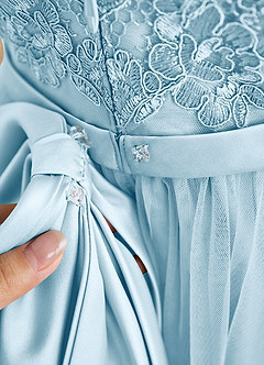 Azazie Cinna Flower Girl Dresses Sky Blue A-Line Lace Tulle Dress image6